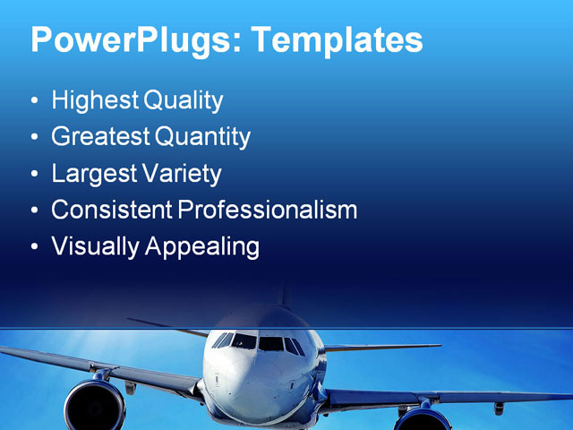 High Resolution Image Airplane Above The Clouds Powerpoint Template Background Of Airplane Aerospace Powerpoint Template