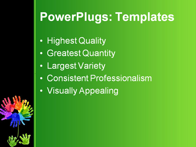 PPT Template - hand print flower, art, blue - Text Slide