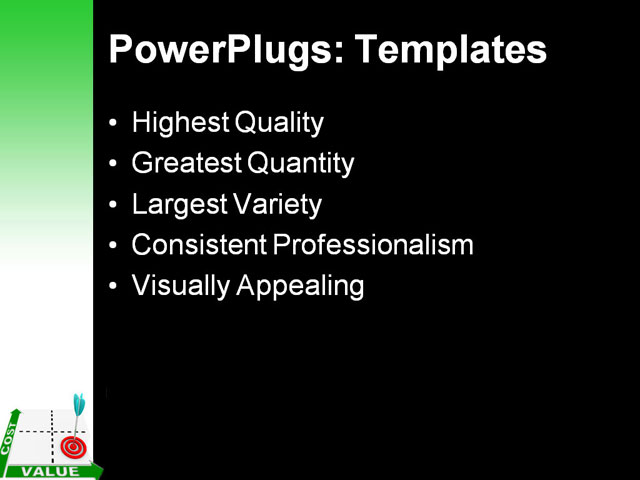 PPT Template - cost value matrix, arrow and target, analysis - Text Slide