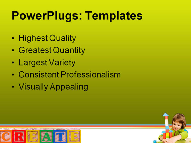 PPT Template - child plays, toy blocks, architecture - Text Slide