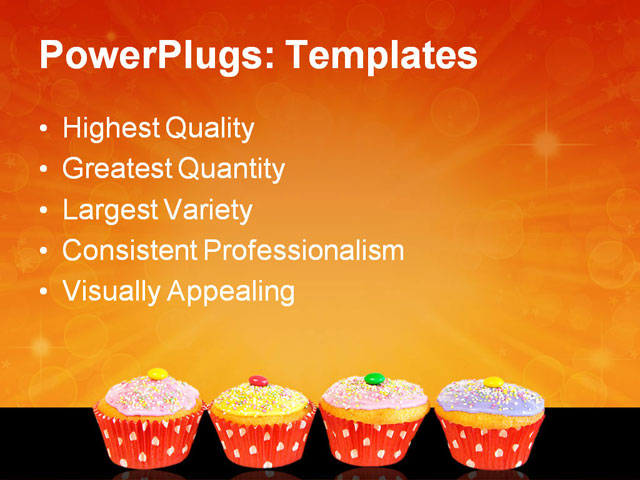 PPT Template - cupcake muffins, background, baked - Text Slide