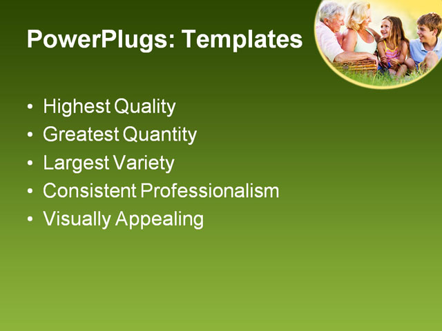 PPT Template - grandparents having a picnic, grandchildren, talking - Text Slide