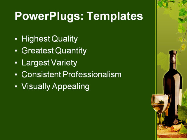 PPT Template - white, wine, grapevine - Text Slide