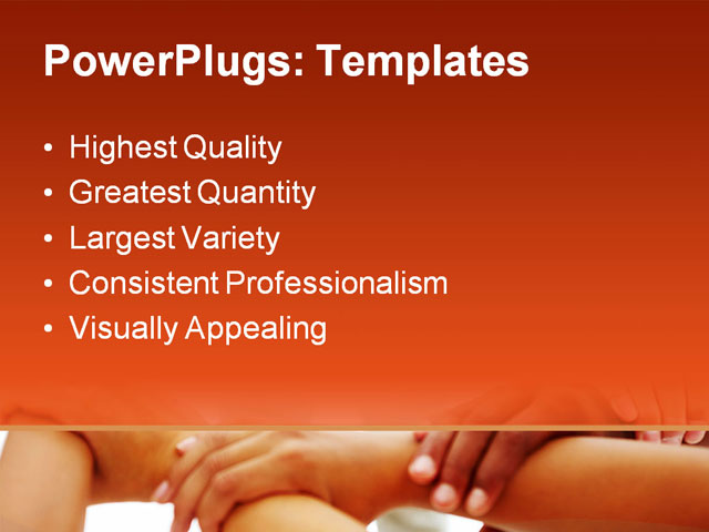 PPT Template - mixed hands linked, together in unity, adult - Text Slide