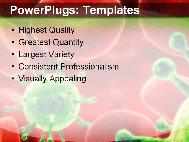Powerpoint Template Red Blood Cells And Green Viruses Causing Infection Disease And Mutation Of Infection Powerpoint Template