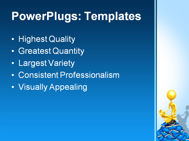 PPT Template - gold guy, meditating, pile - Text Slide