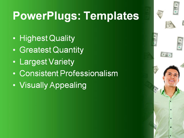 PPT Template - money from heaven, abundance, achievement - Text Slide