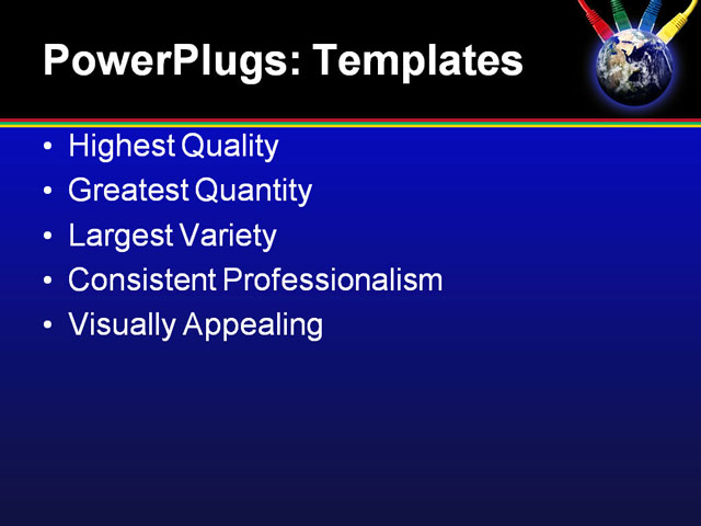 PPT Template - colored network cables, wired to the earth, globe - Text Slide