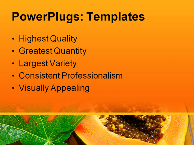 PPT Template - fresh papaya, leaf, background - Text Slide