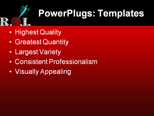 PPT Template - return on investment, arrowtarget, acronym - Text Slide