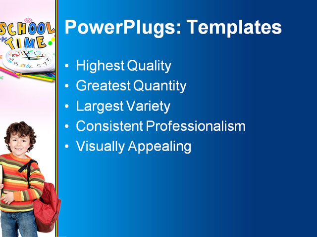 PPT Template - school time, alarm, back - Text Slide