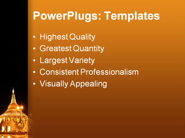 PPT Template - shwedagon pagoda, at night, yangon - Text Slide