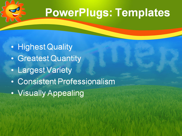 Green Field With Cloudy Sky Conceptual Illustration Powerpoint Template Background Of Air Powerpoint Summer Templates