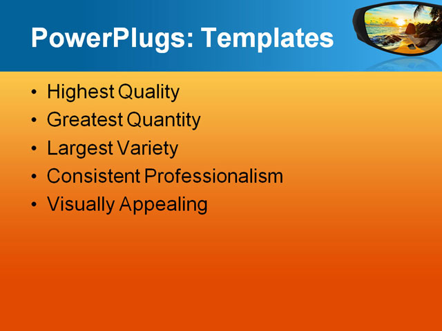 PPT Template - sunglasses and seascape reflection, background, beach - Text Slide