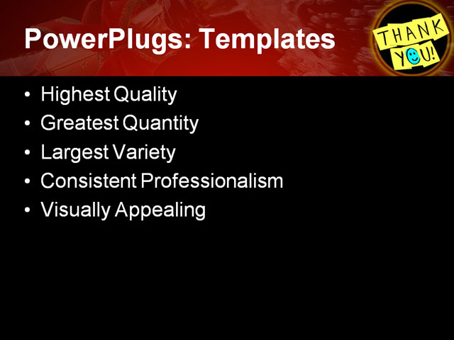 PPT Template - thank you, words, yellow - Text Slide