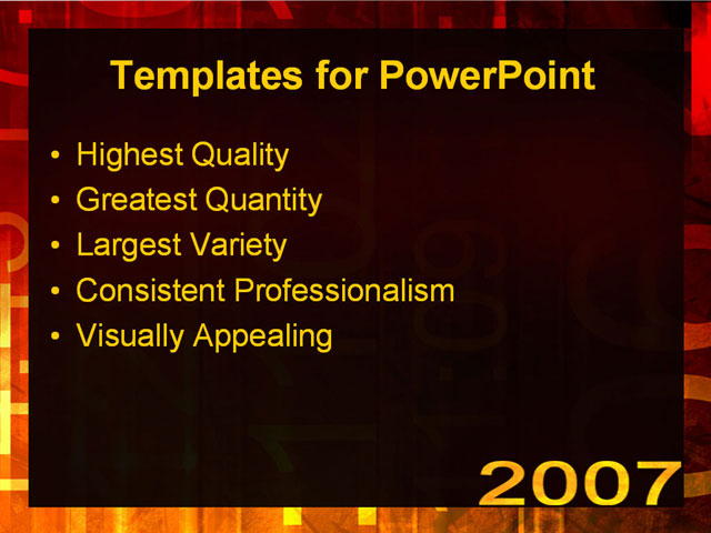 Powerpoint Template Yellow 2007 And Numbers On Dark Background With Yellow Orange And Red 29638 2007 Powerpoint Templates