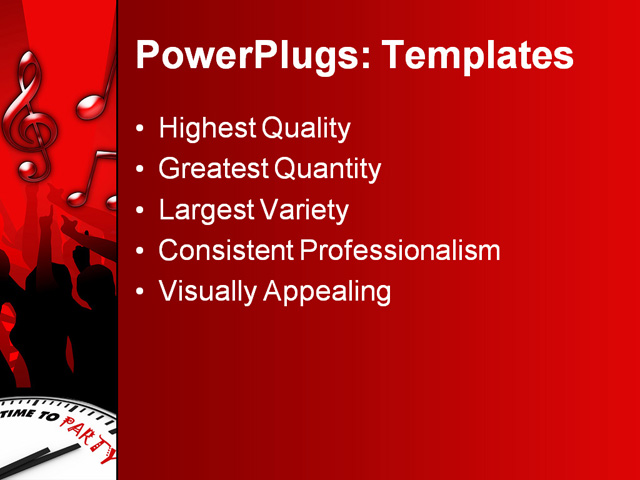 PPT Template - time to party, clock, celebration - Text Slide