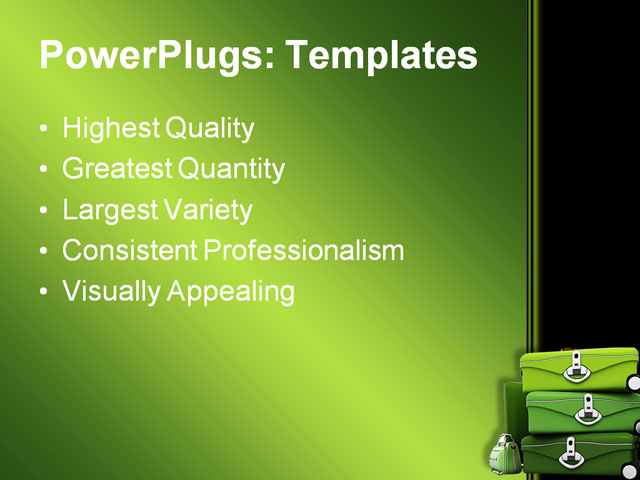 PPT Template - elegant green, baggage, bag - Text Slide