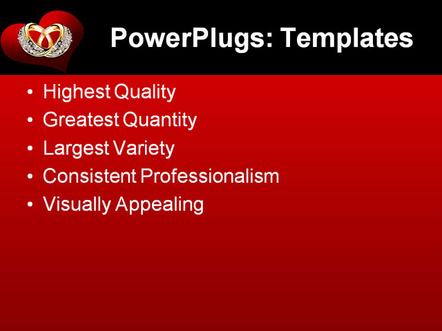 PPT Template - gold vector, wedding rings, diamonds - Text Slide