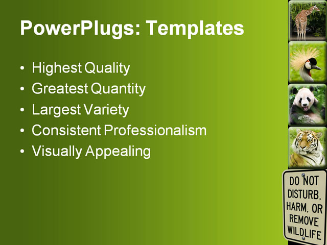 PPT Template - wildlife sign, animal, disturb - Text Slide