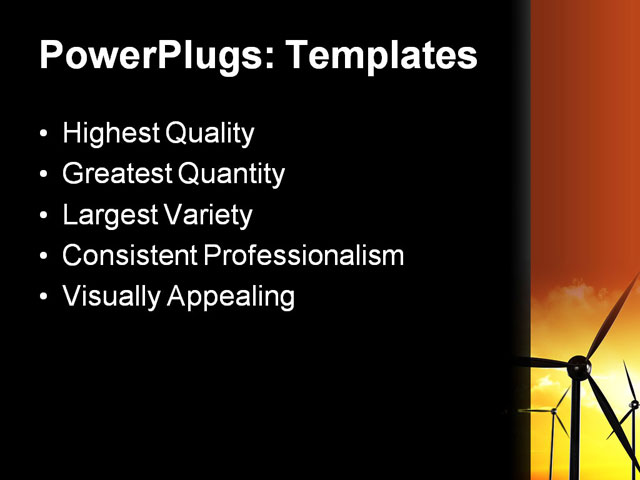 PPT Template - wind turbines in sunset, alpha, clouds - Text Slide