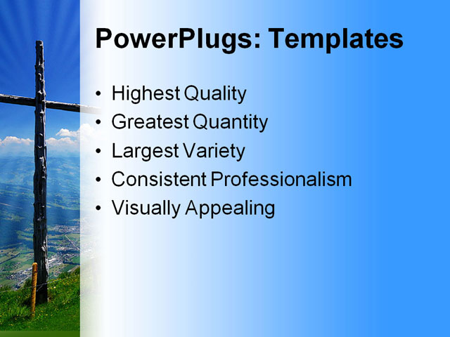 PPT Template - wooden cross, christian, clouds - Text Slide